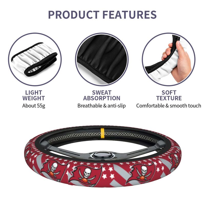 Tampa Bay Buccaneers 2 Printed breathable elastic steering wheel protective cover