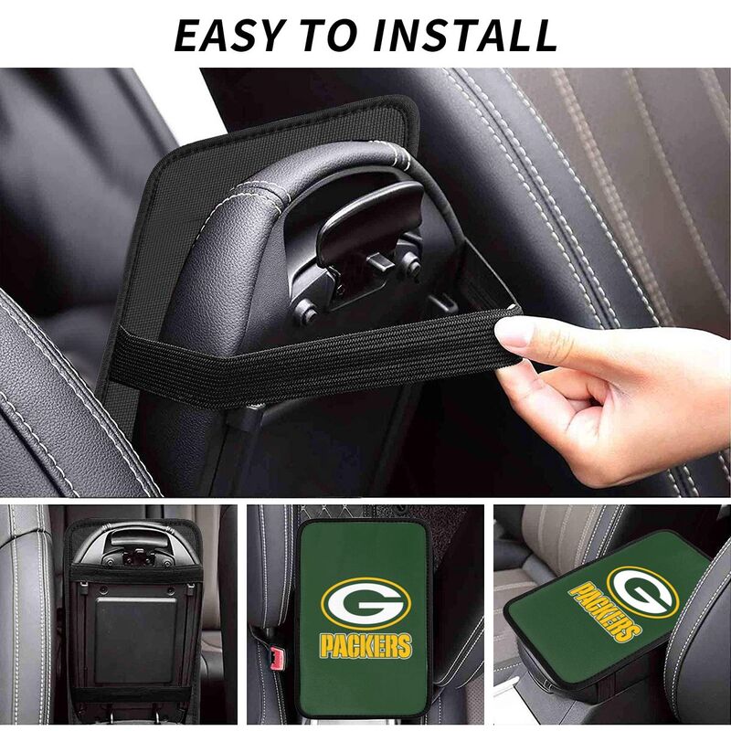 Car armrest box pad Green Bay Packers 2 Printed central armrest box pad protective pad
