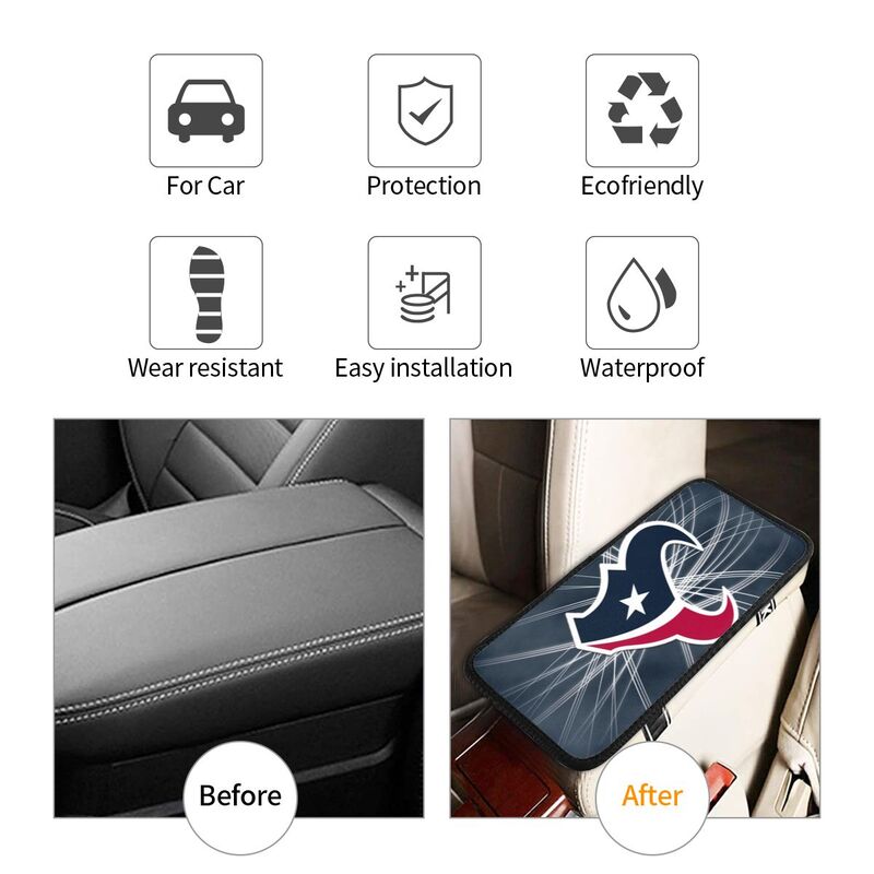 Car armrest box pad Houston Texans6 Printed central armrest box pad anti slip pad