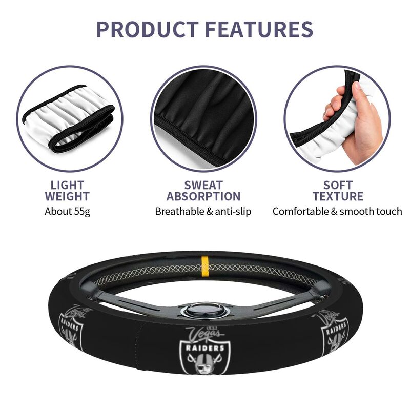 Las Vegas Raiders 2 Printed breathable anti slip cover elastic steering wheel cover