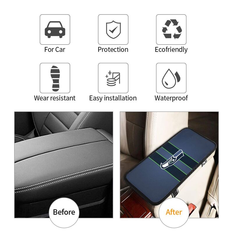 Car armrest box pad Seattle Seahawks 4 Printed center armrest box pad protective pad