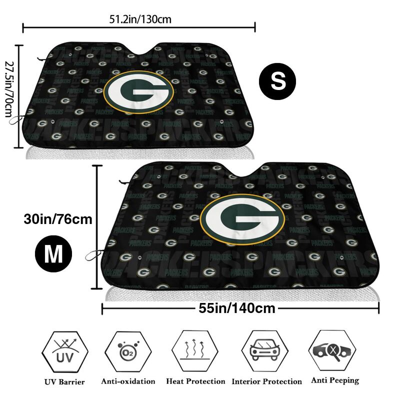 Green Bay Packers 2 Printed is suitable for front Car windshield sunshades Car windshield sunshades