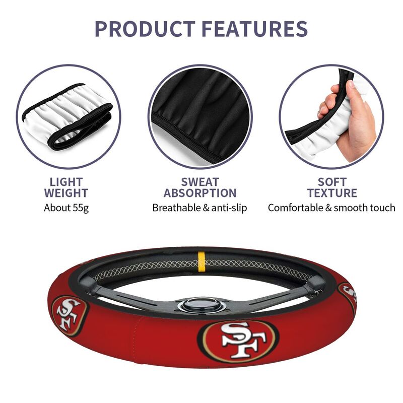 San Francisco 49ers 2 Printed breathable elastic steering wheel protective cover