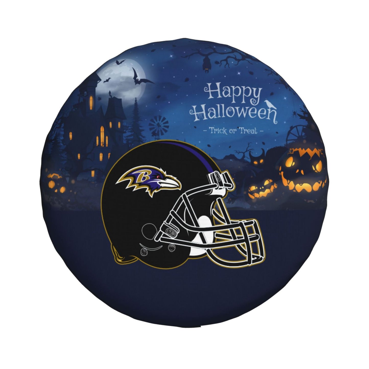 Baltimore Ravens printed car tire cover Happy Halloween printed tire dust cover