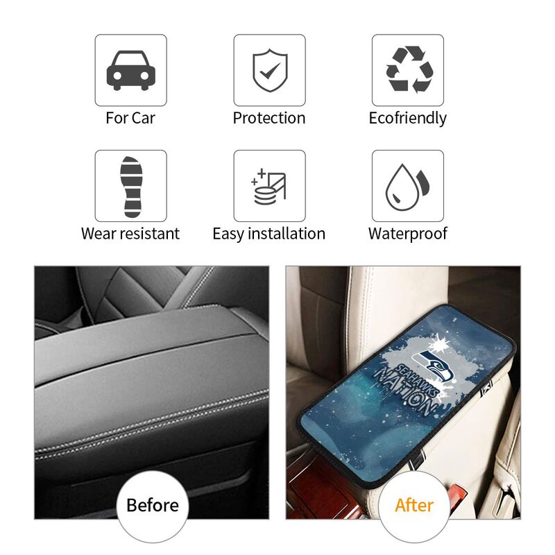 Seattle Seahawks print car center console armrest pad Car armrest box protective cover