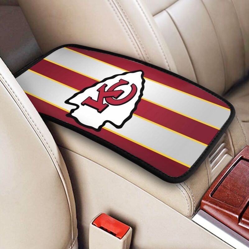 Car armrest box pad Kansas City Chiefs 3 Printed central armrest box cushion protective pad