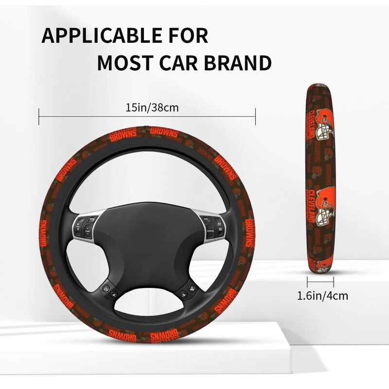 Cleveland Browns Printed elastic steering wheel cover breathable protective cover