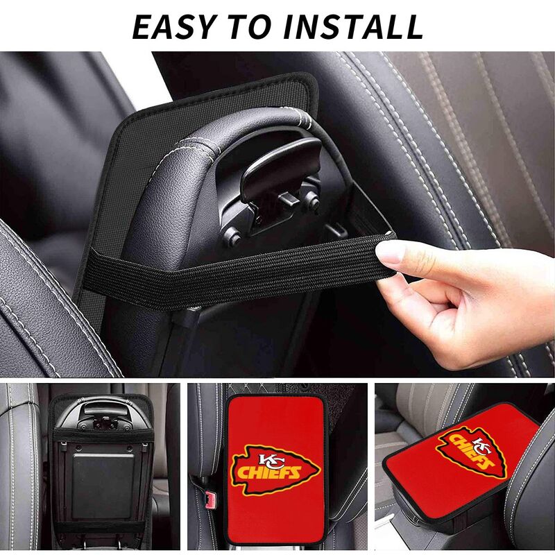 Kansas City Chiefs5 Printed car center armrest box pad anti slip pad