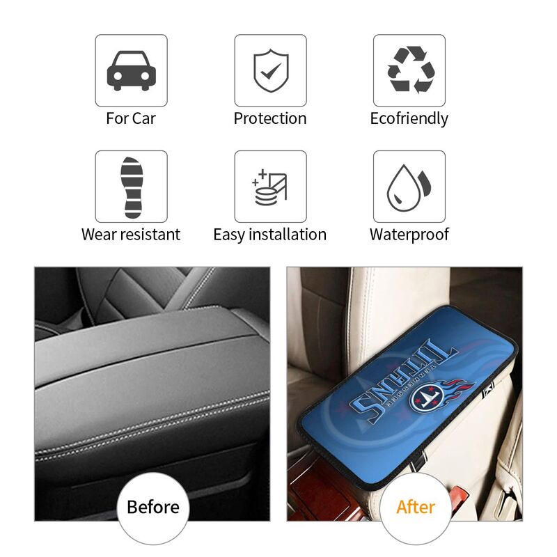 Car armrest box pad Tennessee Titans 2 Printed central armrest box pad protective pad