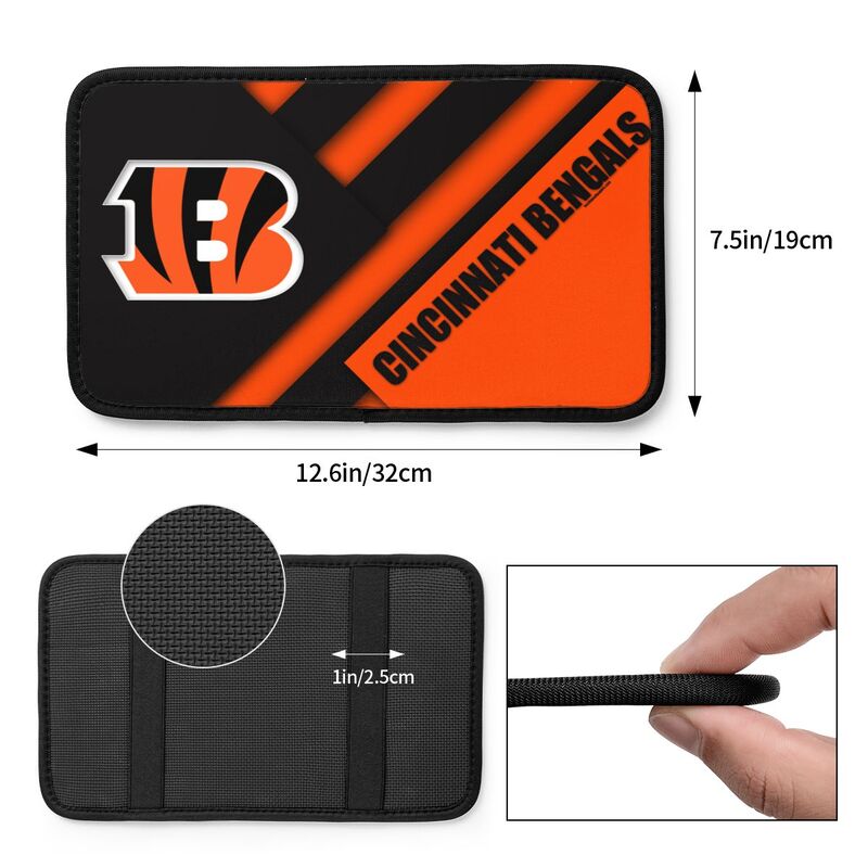 Car armrest box pad Cincinnati Bengals Printed central armrest box pad anti slip pad