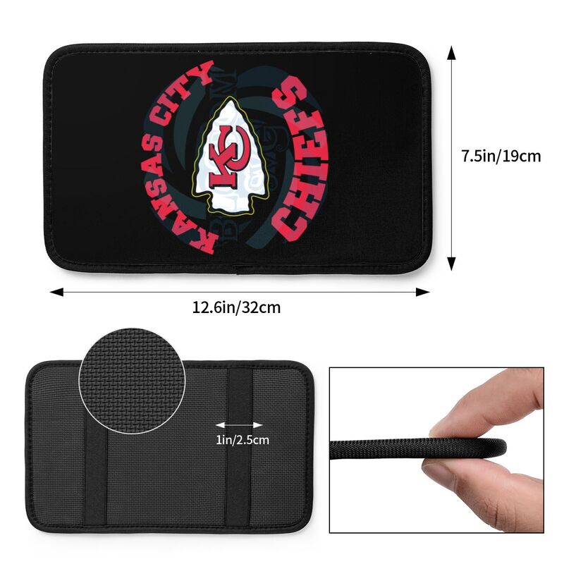 Car armrest box pad Kansas City Chiefs 2 Printed central armrest box pad protective pad