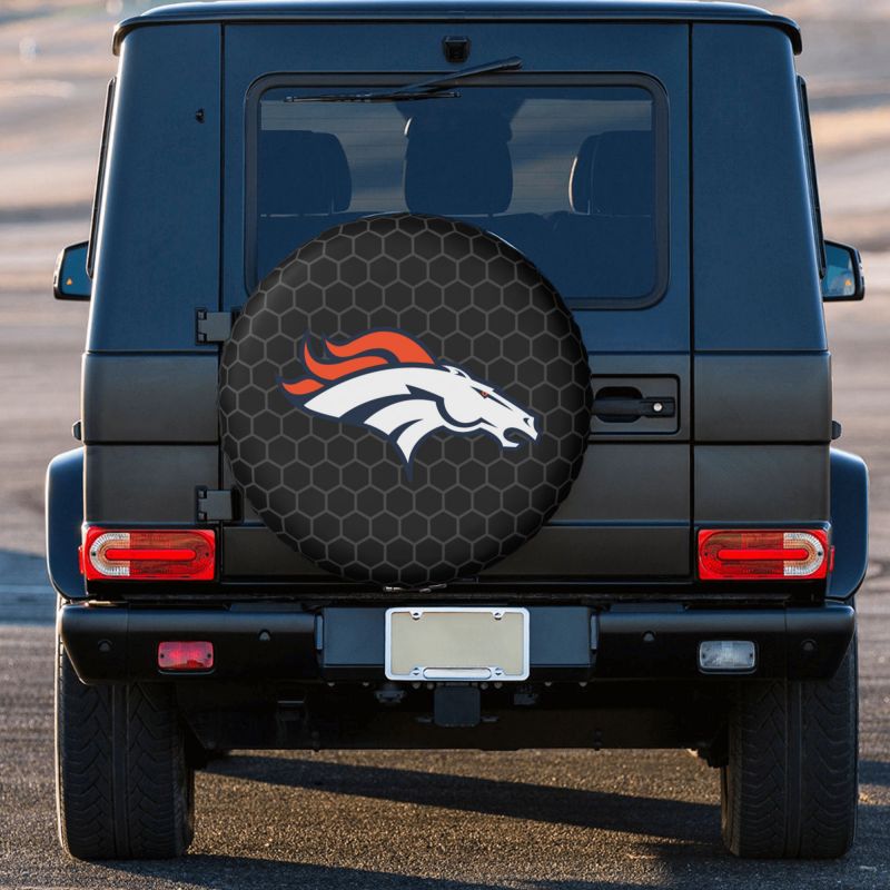 Denver Broncos Grid printed car tire cover dustproof and waterproof tire cover