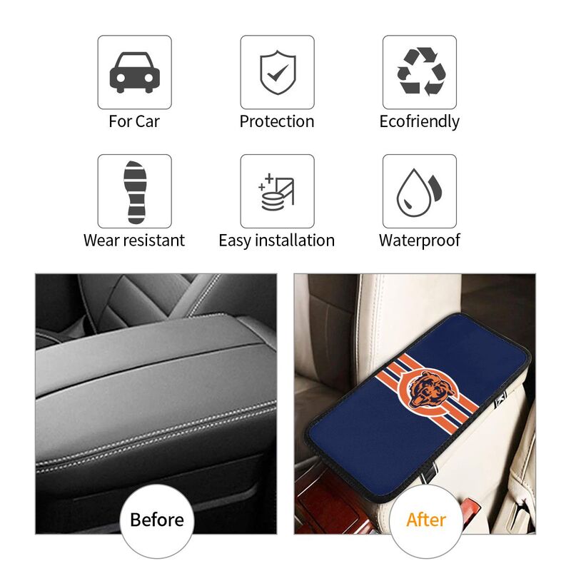 Car armrest box pad Chicago Bears 4 Printed central armrest box cushion protective pad