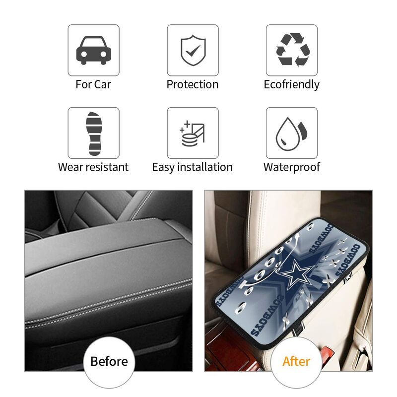 Car armrest box pad Dallas Cowboys8 Printed central armrest box pad anti slip pad