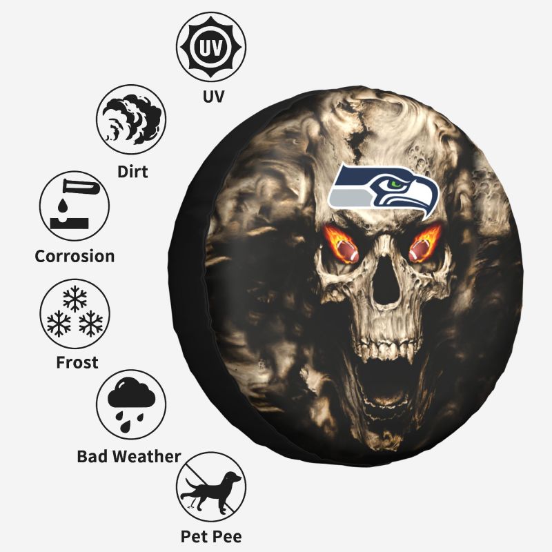 Seattle Seahawks print Skull print car tire cover tire dust cover