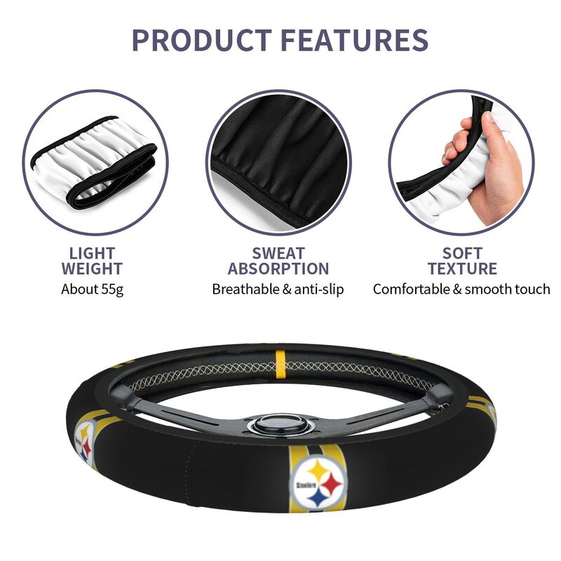 Pittsburgh Steelers Printed elastic steering wheel cover anti slip breathable