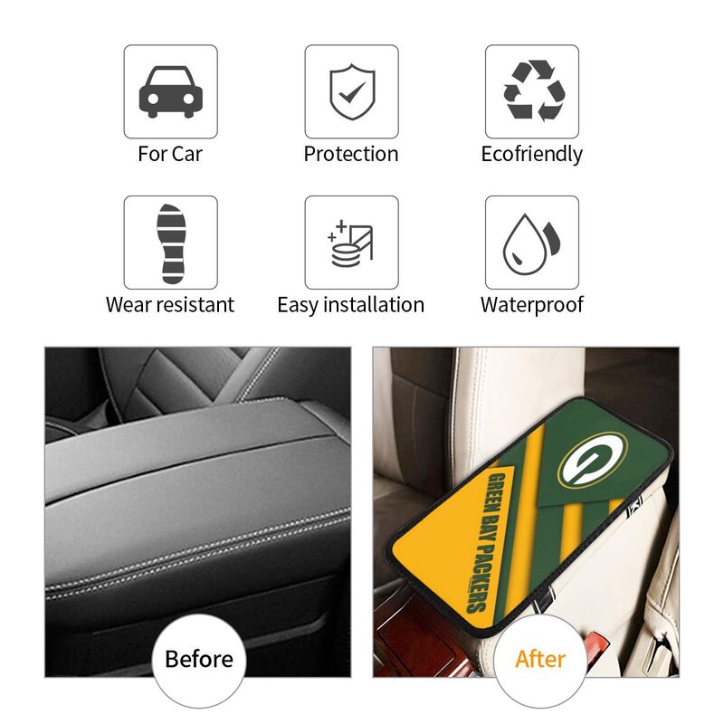 Car armrest box pad Green Bay Packers 1 Printed central armrest box pad protective pad