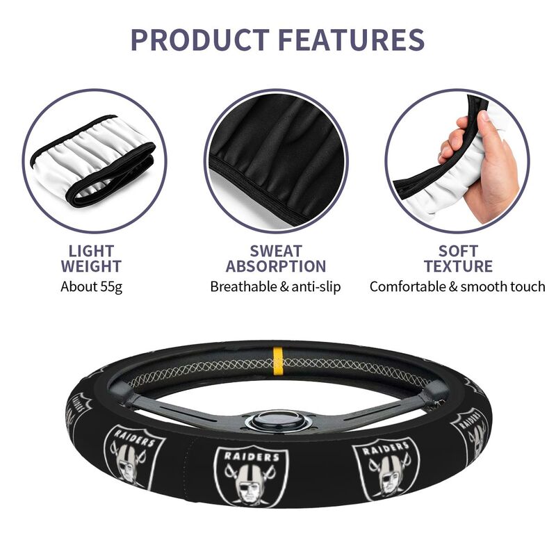 Las Vegas Raiders Printed breathable anti slip cover elastic steering wheel cover