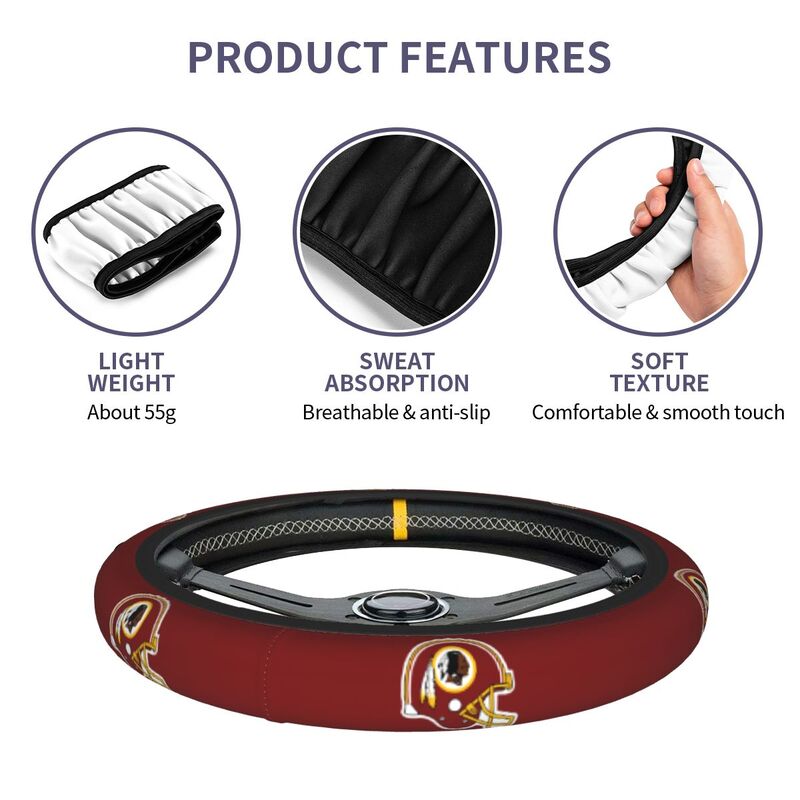 Washington Commanders Printed elastic steering wheel cover anti slip breathable