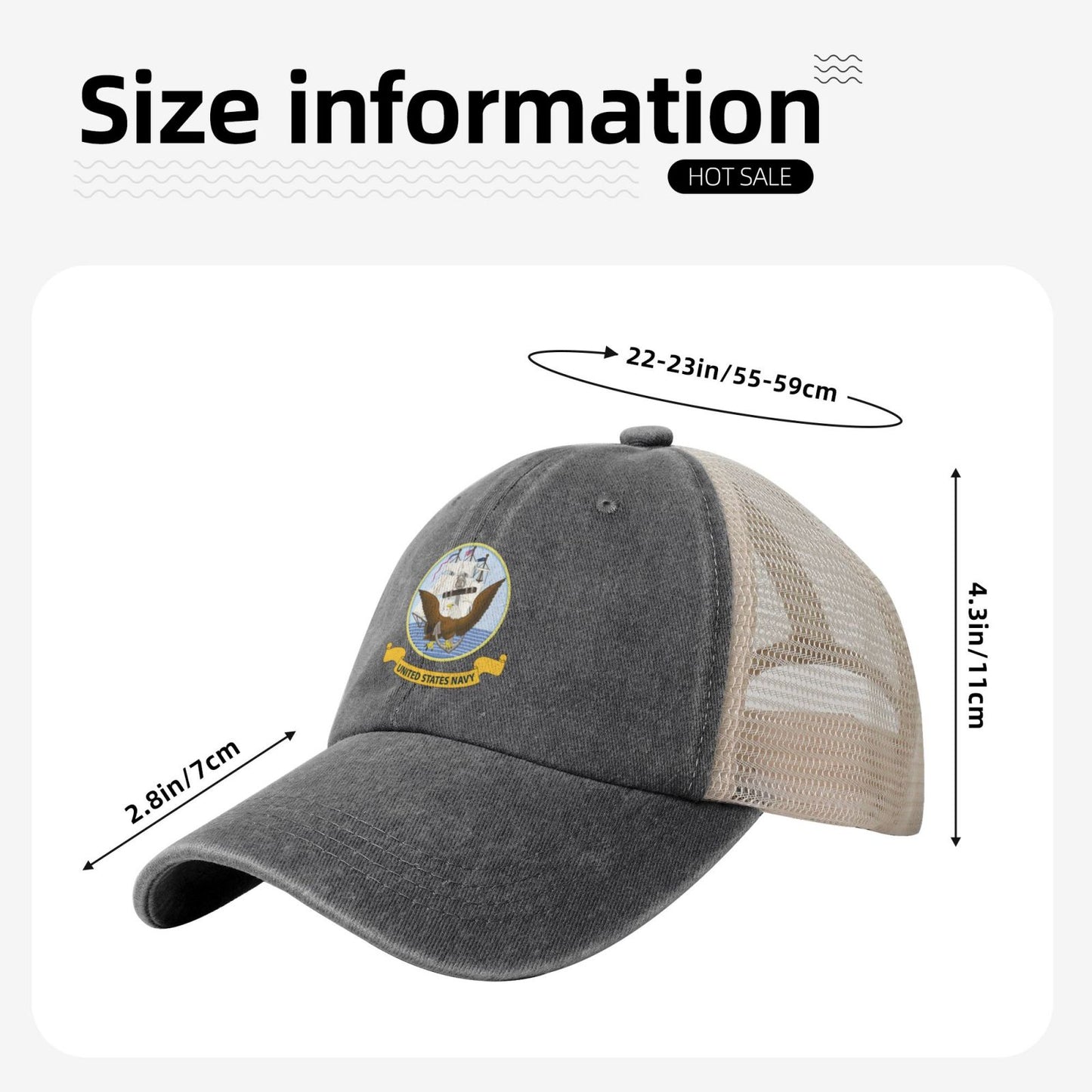 Flag Of The United States Navy Printed unisex baseball cap adjustable grid baseball cap veteran gift