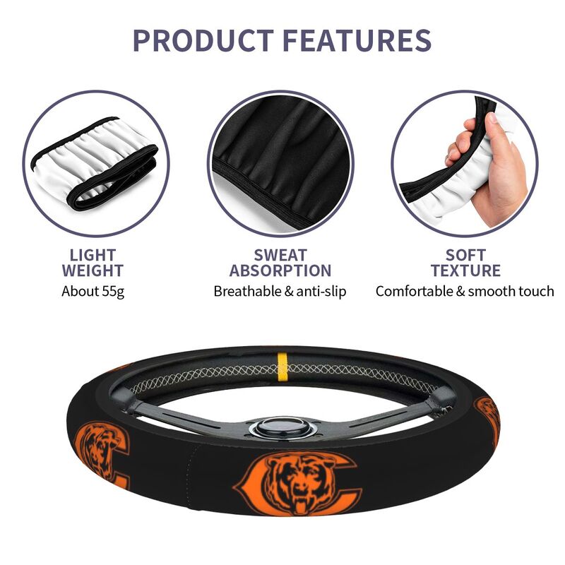 Chicago Bears 4 Printed elastic steering wheel cover anti slip breathable