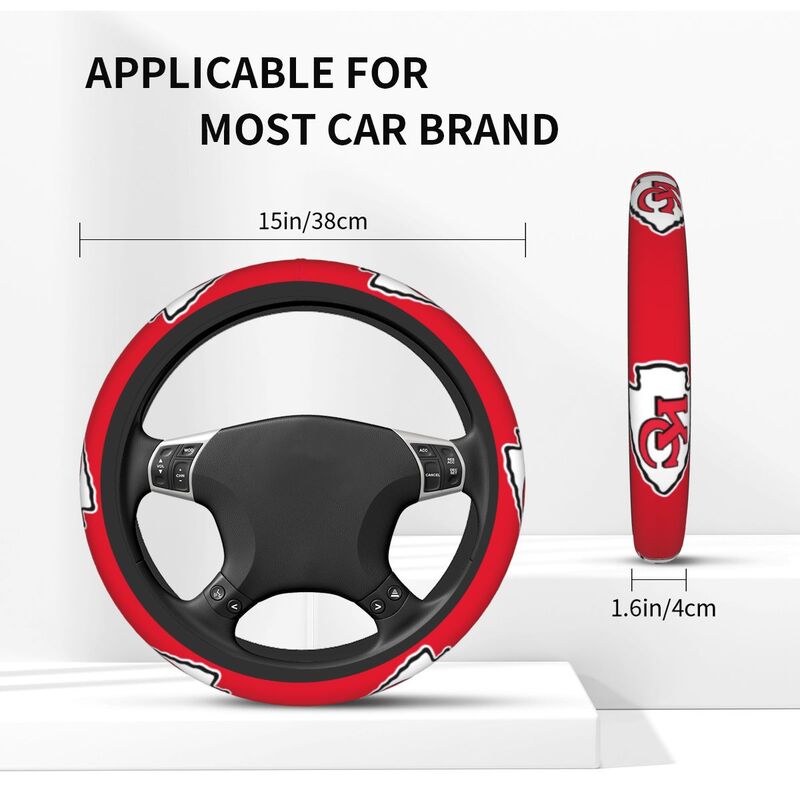 Kansas City Chiefs 2 Printed breathable elastic steering wheel cover
