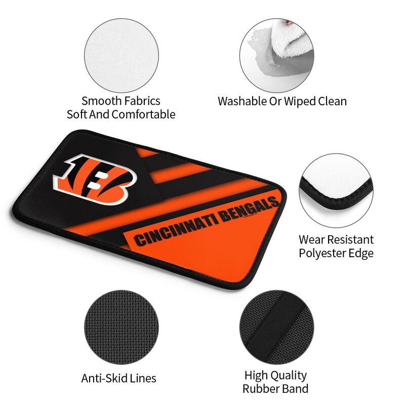 Car armrest box pad Cincinnati Bengals Printed central armrest box pad anti slip pad