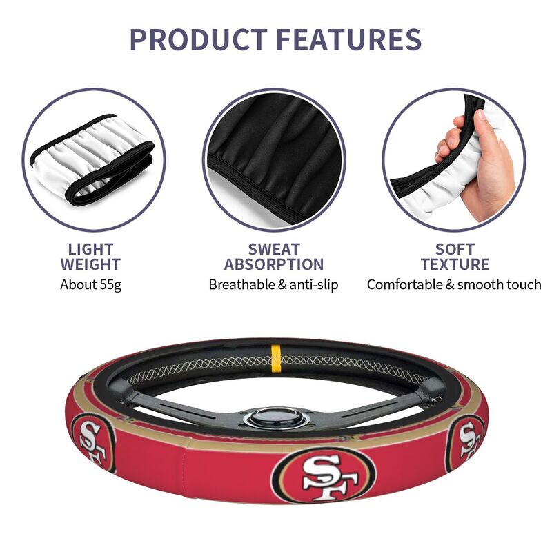 San Francisco 49ers 2 Printed car anti-skid cover elastic steering wheel cover