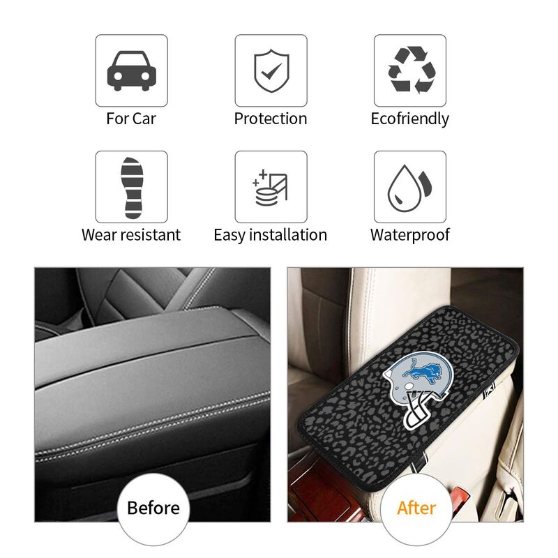 Detroit Lions 2 print Car handrail box cushion Personalized car armrest cover