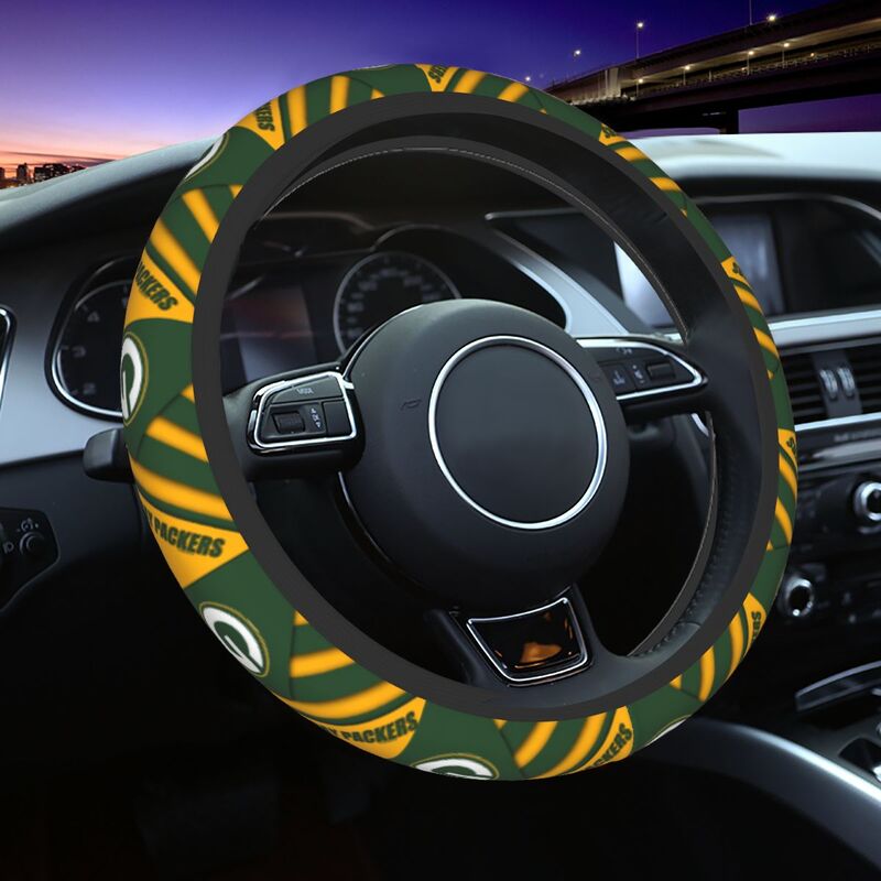 Green Bay Packers Printed elastic steering wheel cover anti slip breathable