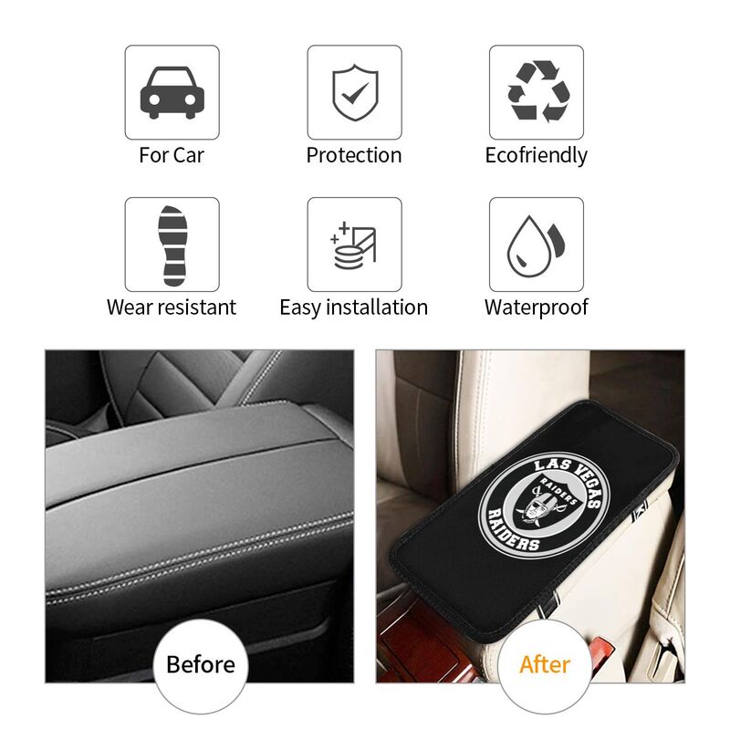 Car armrest box pad Las Vegas Raiders Printed central armrest box pad anti slip pad