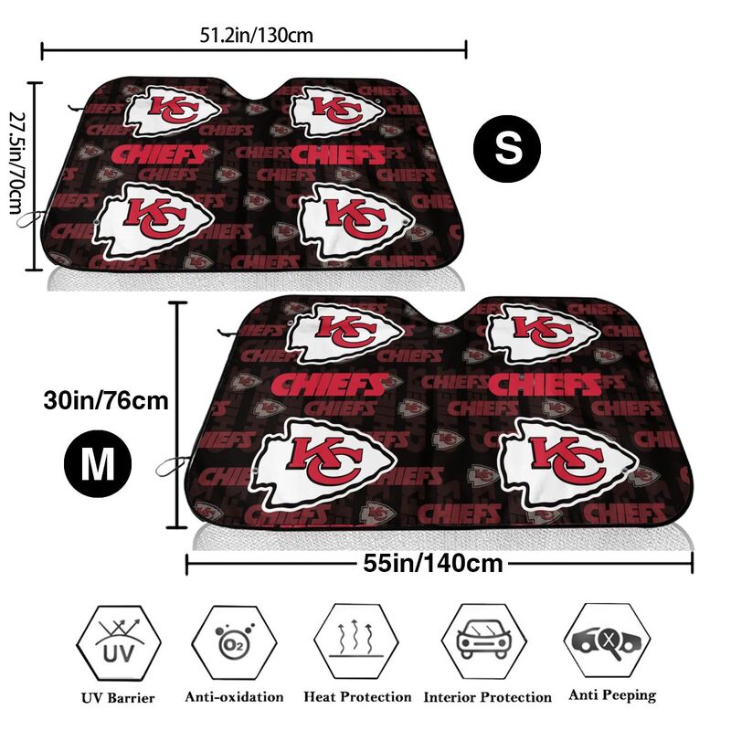 Kansas City Chiefs 2 Print Car windshield sunshades is suitable for front Car windshield sunshades