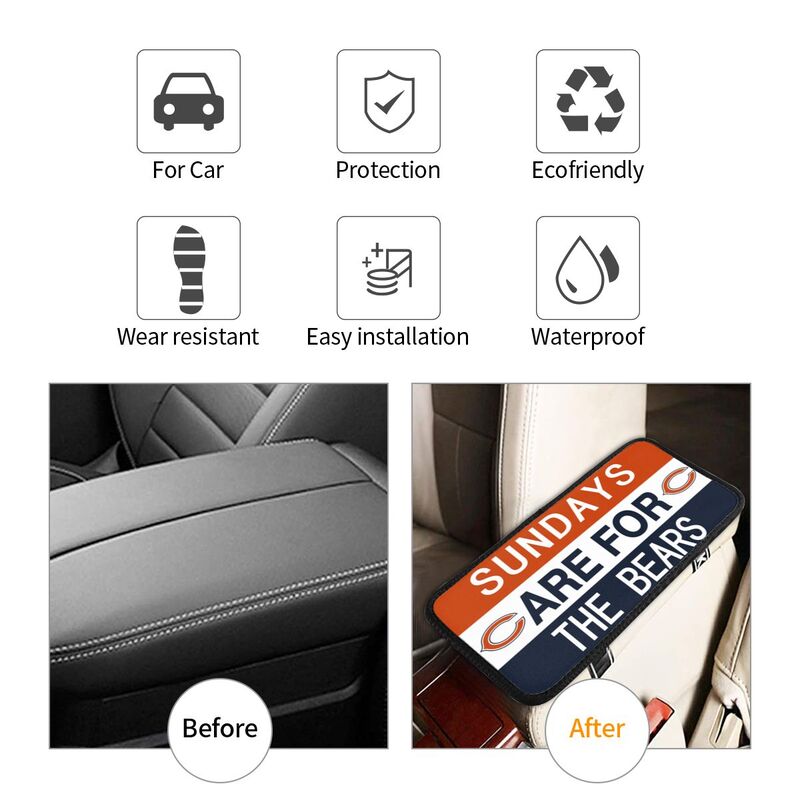 Chicago Bears Personalized printed car armrest cover Car handrail box cushion