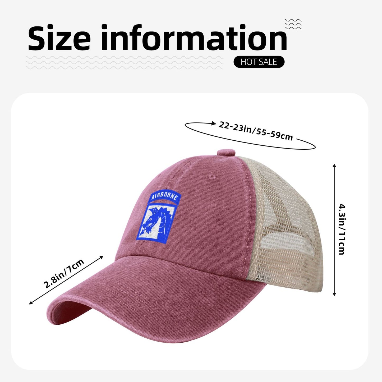 XVIII Airborne Corps CSIB Printed unisex baseball cap adjustable grid baseball cap veteran gift