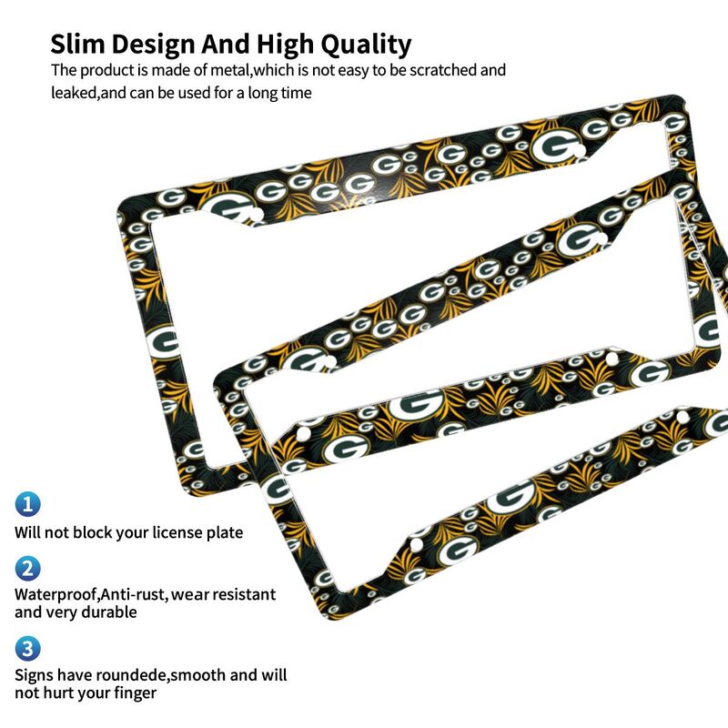 Green Bay Packers Print Car license plate frame four hole license plate holder (one pair)