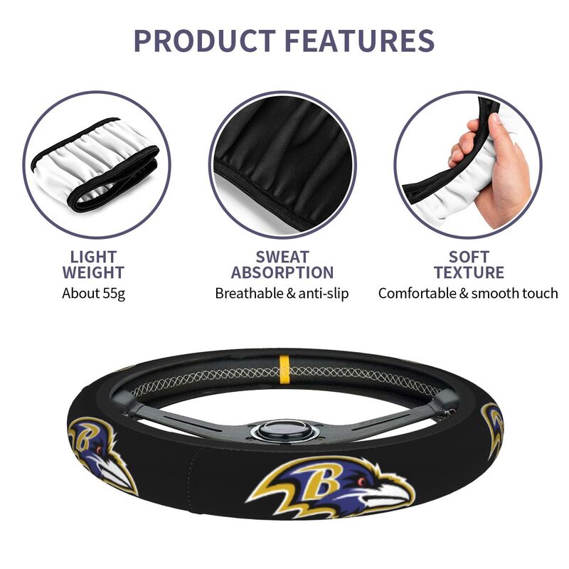 Baltimore Ravens 1 Printed breathable elastic steering wheel cover