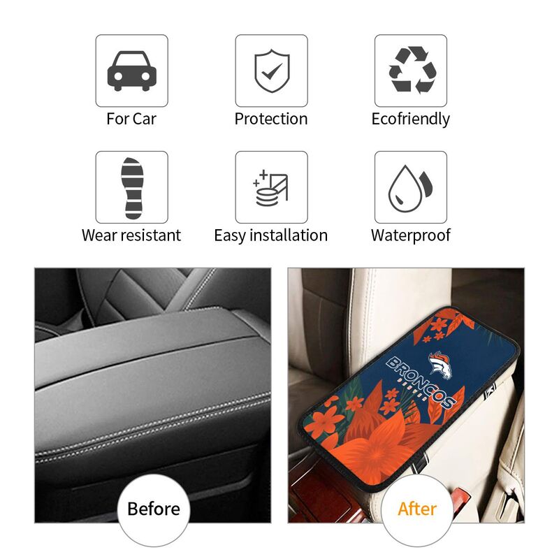 Denver Broncos Car armrest box protective cover car center console armrest pad