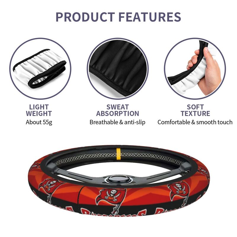 Tampa Bay Buccaneers Printed breathable anti slip cover elastic steering wheel cover