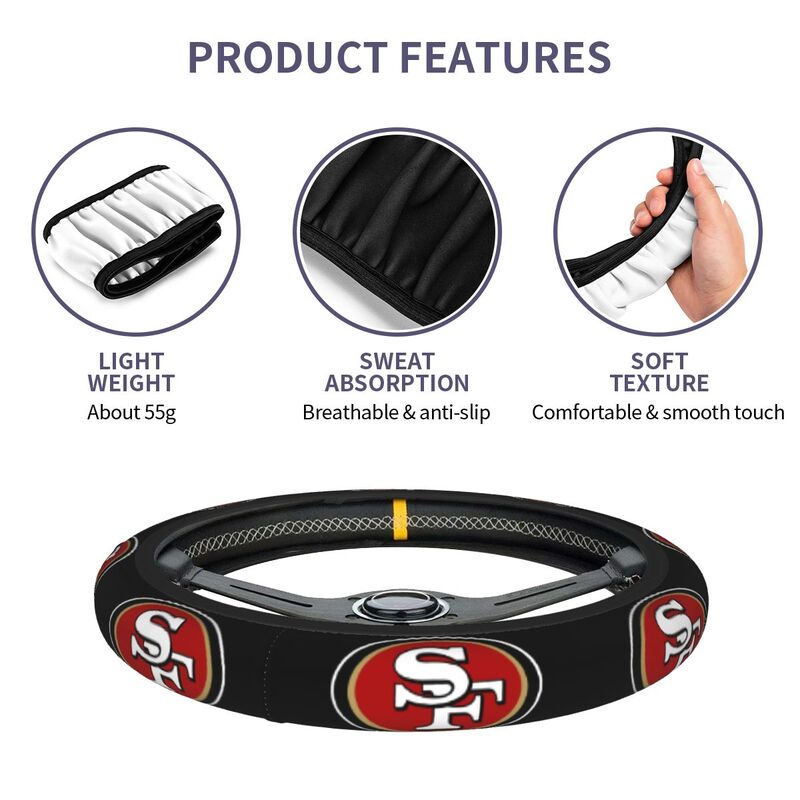 San Francisco 49ers Printed car protective cover elastic steering wheel cover
