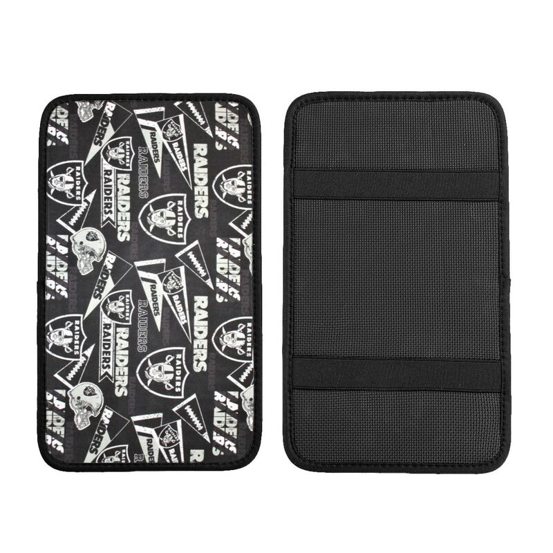 Car armrest box pad Las Vegas Raiders1 Printed central armrest box pad anti slip pad
