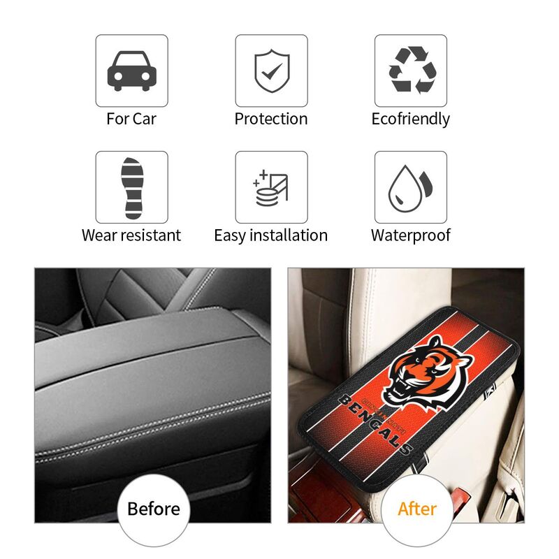 Car armrest box pad Cincinnati Bengals Printed center armrest box pad protective pad
