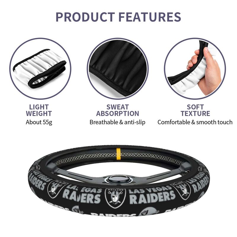 Las Vegas Raiders 1 Printed car protective cover elastic steering wheel cover