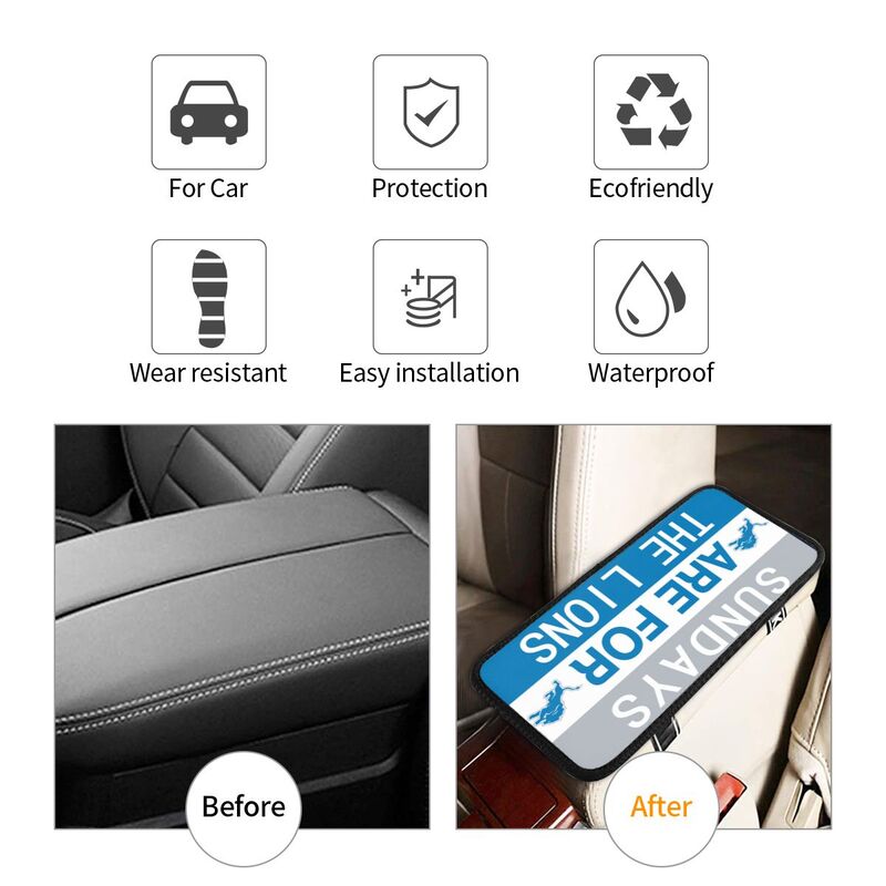 Detroit Lions Personalized printed car armrest cover Car handrail box cushion