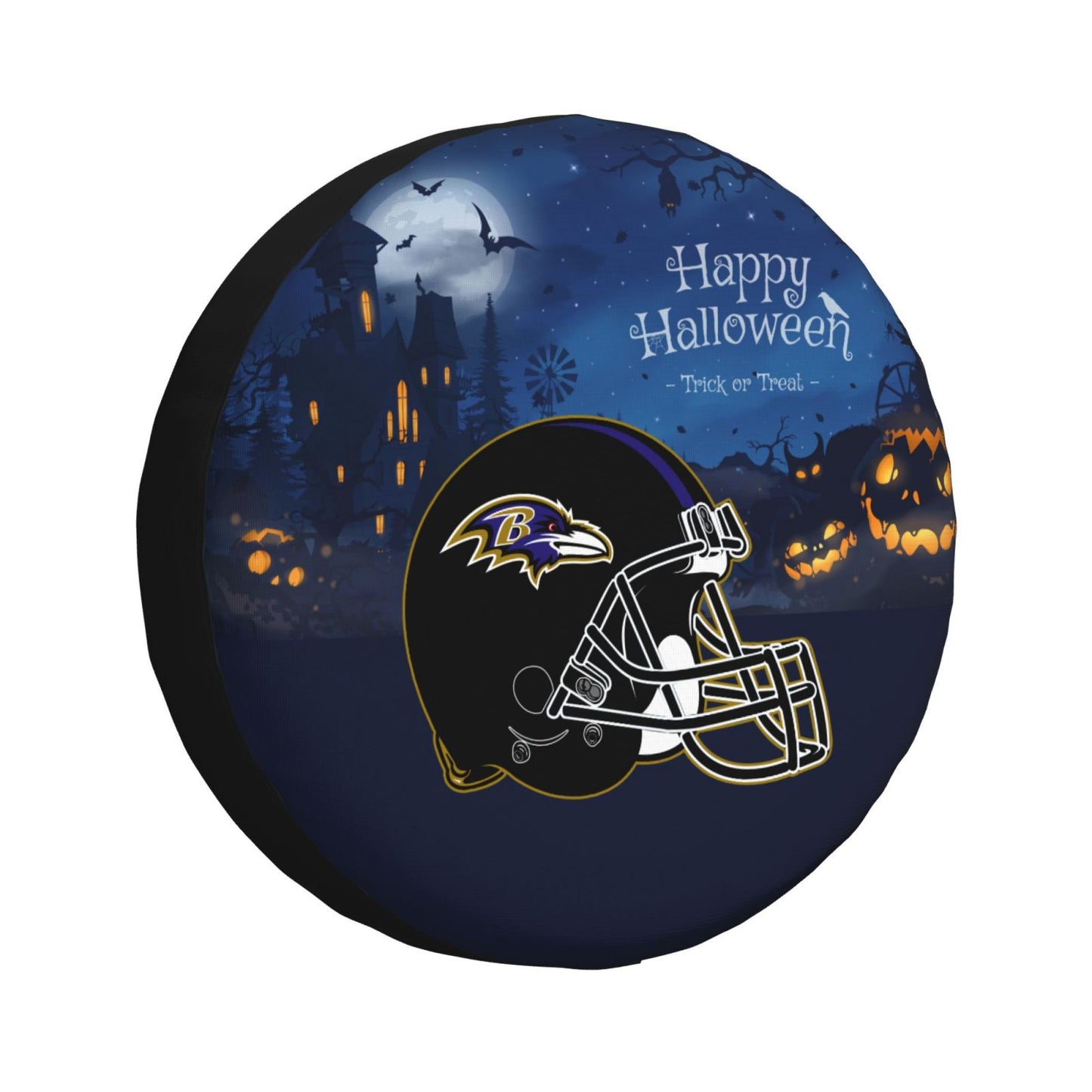 Baltimore Ravens printed car tire cover Happy Halloween printed tire dust cover