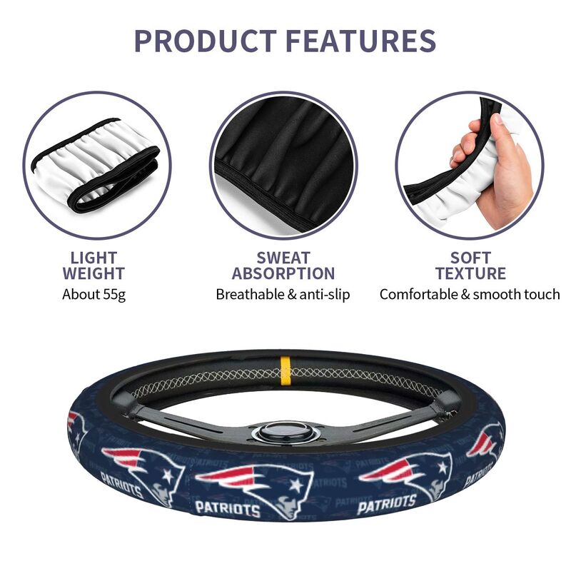 New England Patriots Printed breathable elastic steering wheel protective cover
