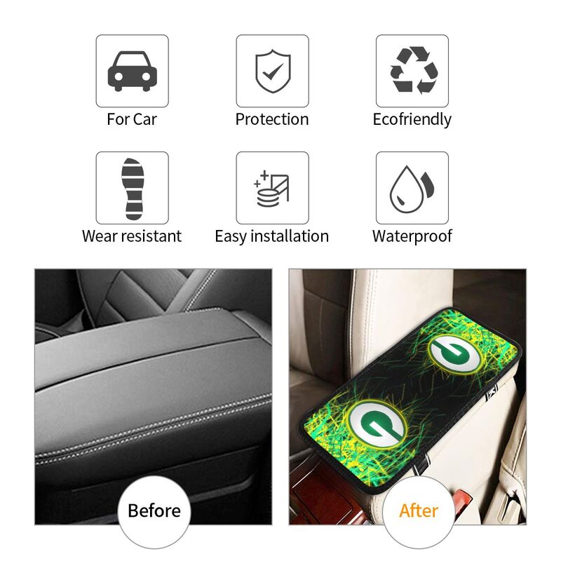 Car armrest box pad Green Bay Packers 5 Printed central armrest box pad protective pad