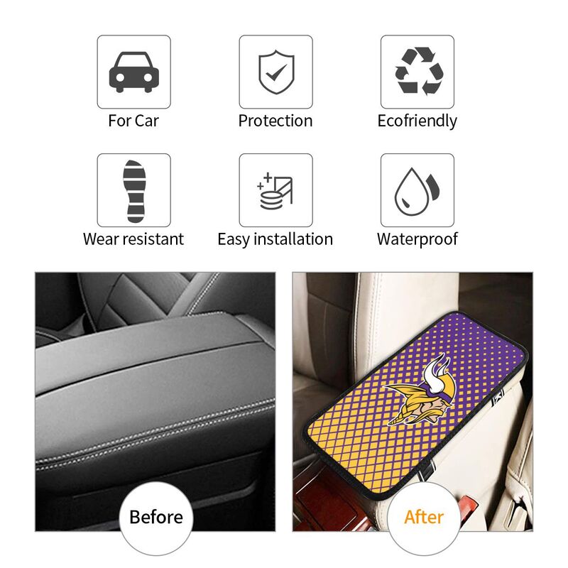 Minnesota Vikings Car handrail box cushion Personalized printed car armrest cover