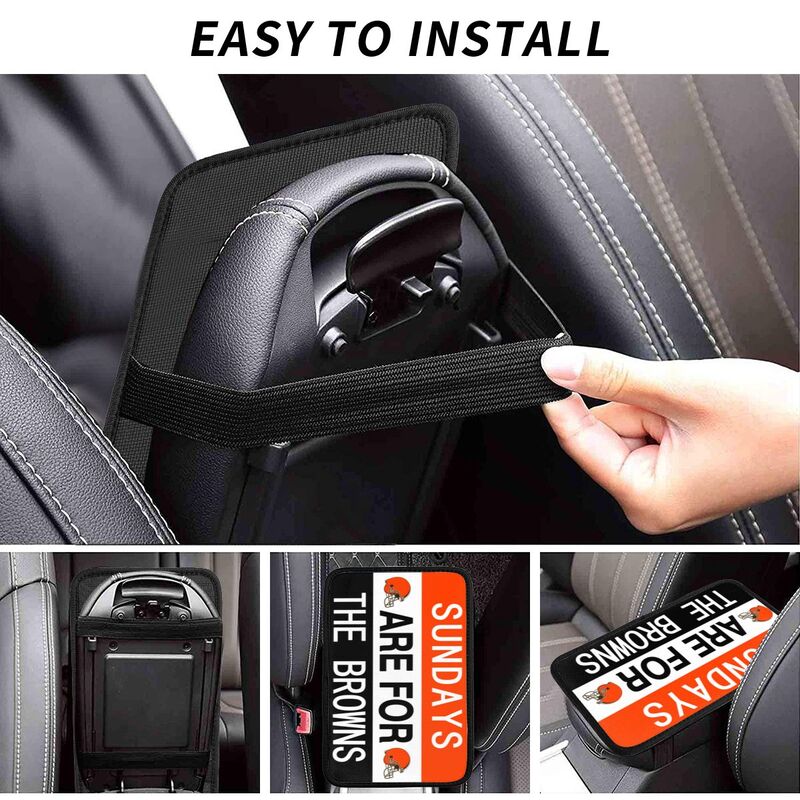 Cleveland Browns Personalized printed car armrest cover Car handrail box cushion