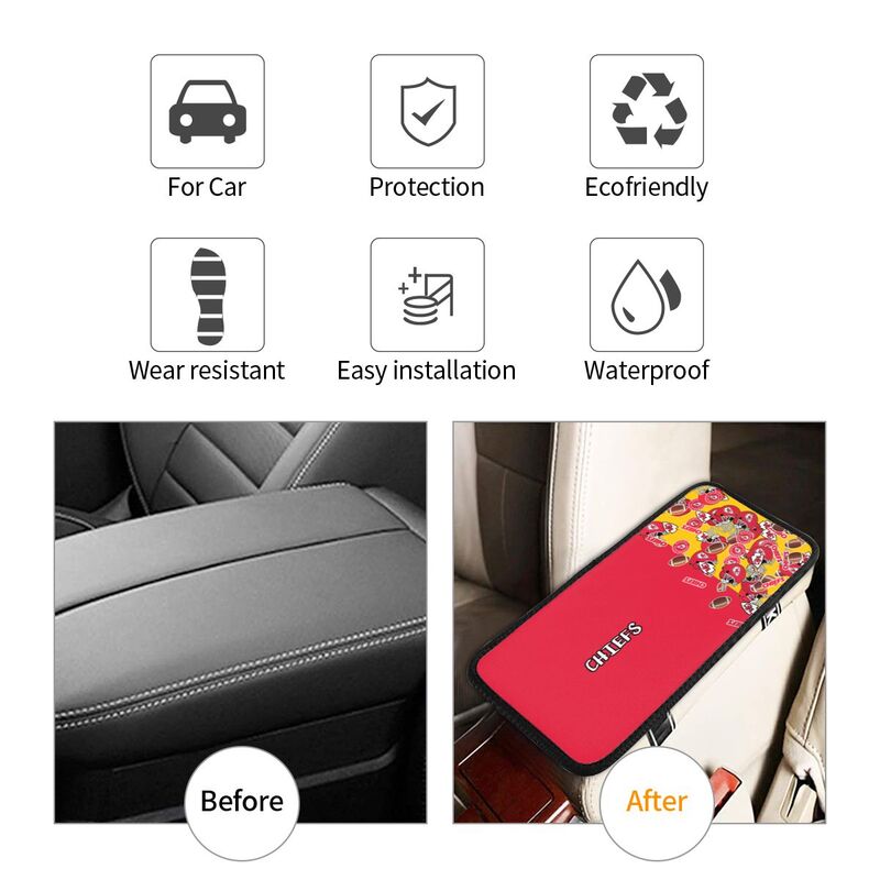 Kansas City Chiefs print Car center console armrest pad car armrest protective cover