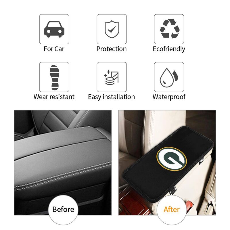 Car armrest box pad Green Bay Packers 3 Printed center armrest box pad protective pad